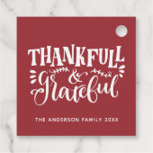 Thanksgiving Thankful & Grateful Herfst Harvest Bedankjes Labels (Achterkant)