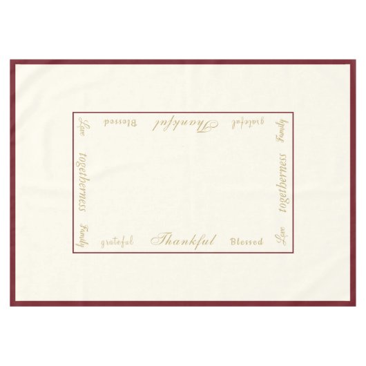 Thanksgiving Thankful Tablecloth Tafelkleed (Voorkant (Horizontaal))
