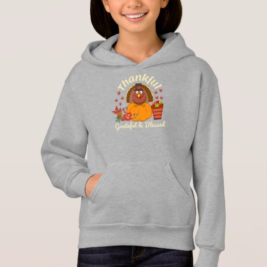 Thanksgiving Thankful Turkey Hoodie (Voorkant)