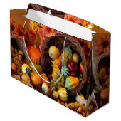 Thanksgiving thema Gift Jumbo Gift Bag Groot Cadeauzakje (Achterkant Gekanteld)