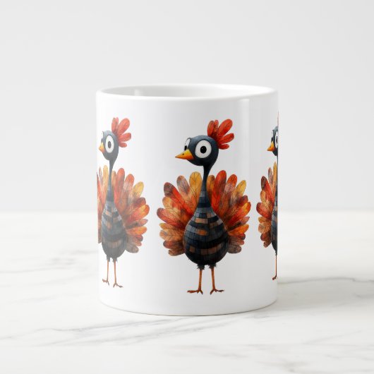 Thanksgiving Thema met Turkije Grote Koffiekop (Voorkant)
