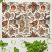 Thanksgiving thema voor Cat Lover Theedoek (Gevouwen)