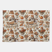 Thanksgiving thema voor Cat Lover Theedoek (Horizontaal)