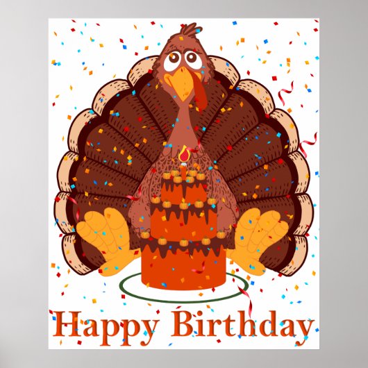 Thanksgiving Tijd Happy Birthday Poster (Voorkant)