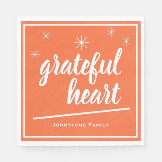Thanksgiving Time Script Grateful Heart Paper Servet (Voorkant)