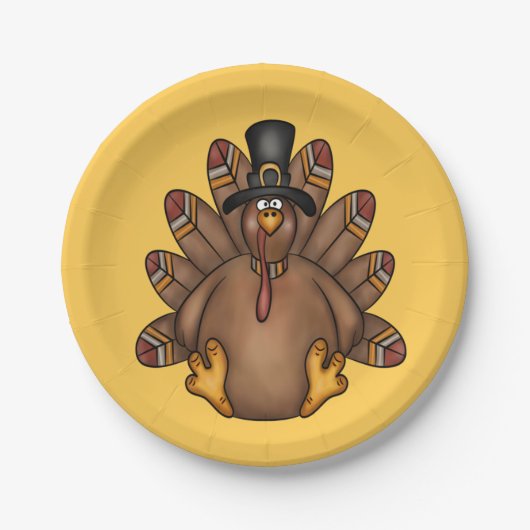 Thanksgiving Tom Turkey Holiday Papieren Bordje (Voorkant)