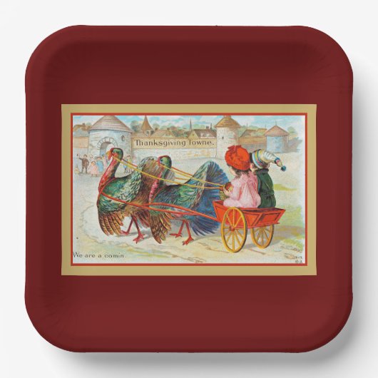 Thanksgiving Towne, groeten! Papieren Bordje (Voorkant)