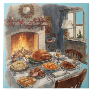 Thanksgiving, Traditionele gerechten, Herfsttafel, Tegeltje