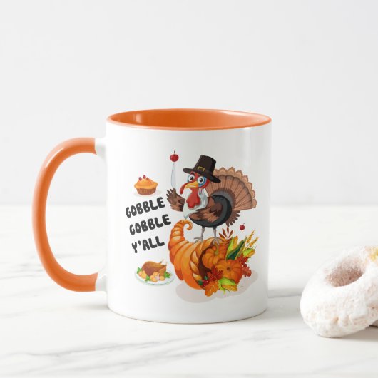 Thanksgiving troebel kalkoen feestdag mok (Met donut)