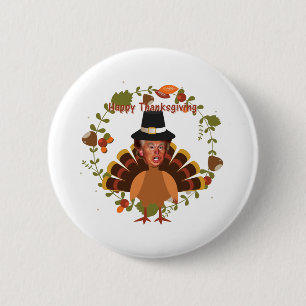 Thanksgiving trommelkalkoen ronde button 5,7 cm