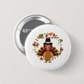 Thanksgiving trommelkalkoen ronde button 5,7 cm (Voorkant /achterkant)