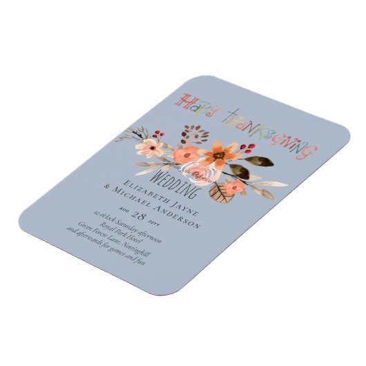 Thanksgiving Trouwkaart uitnodigingen Stofblauw Or Magneet (Linkerzijde)