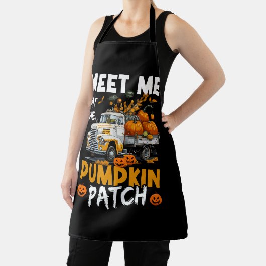 Thanksgiving truck vol pompoen ontmoet me bij pomp schort (Insitu)