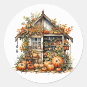 Thanksgiving Tuin Shed Illustratie Ronde Sticker