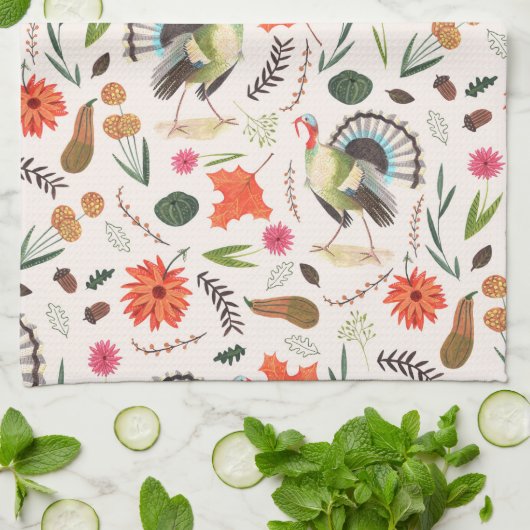 Thanksgiving turkey all-over print theedoek (Gevouwen)