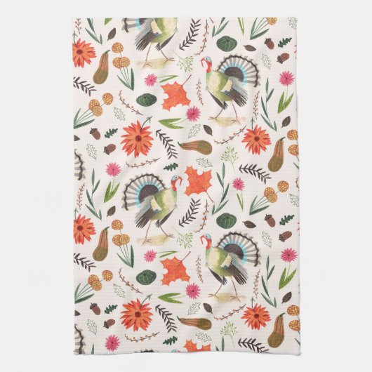 Thanksgiving turkey all-over print theedoek (Verticaal)