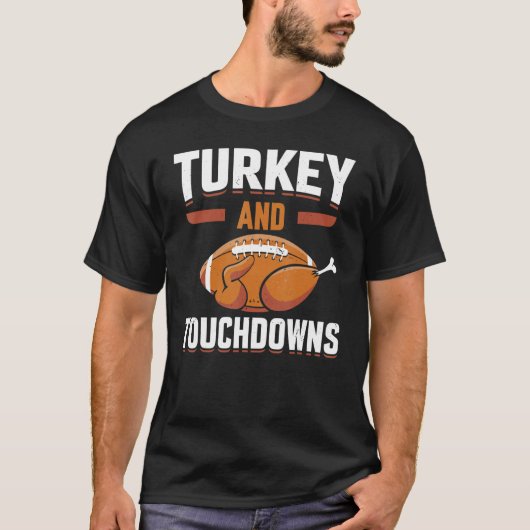 Thanksgiving Turkey and Touchdowns Football Men Bo T-shirt (Voorkant)