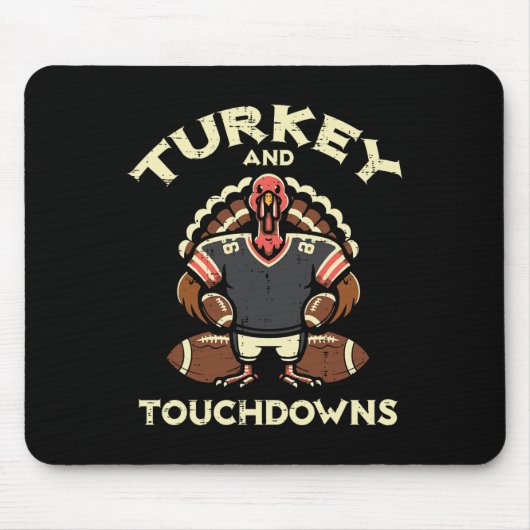 Thanksgiving Turkey And Touchdowns Footbyll Men Bo Muismat (Voorkant)
