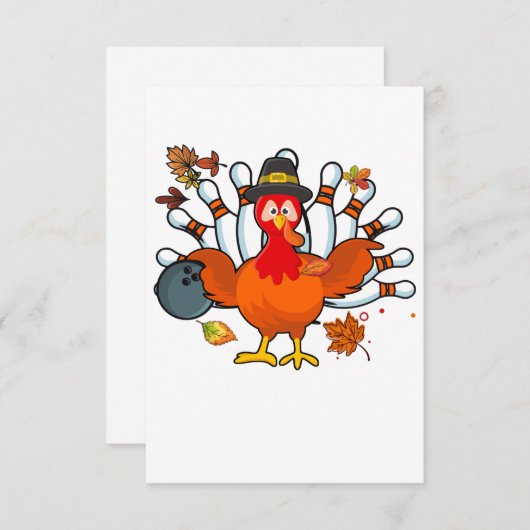 Thanksgiving Turkey Bowling Ball Bedankkaart (Voorkant / Achterkant)