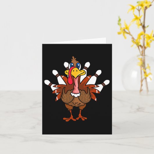 Thanksgiving Turkey Bowling Kaart (Gele Bloem)