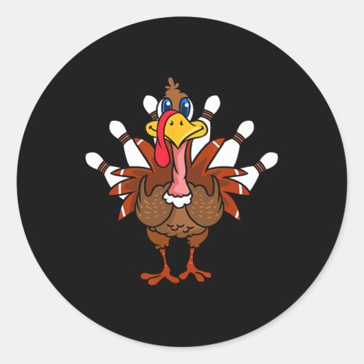 Thanksgiving Turkey Bowling Ronde Sticker (Voorkant)