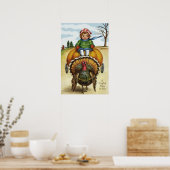 Thanksgiving Turkey Boy Riding Pumpkin Poster (Keuken)