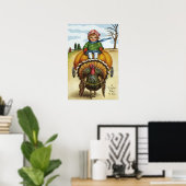 Thanksgiving Turkey Boy Riding Pumpkin Poster (Thuiskantoor)