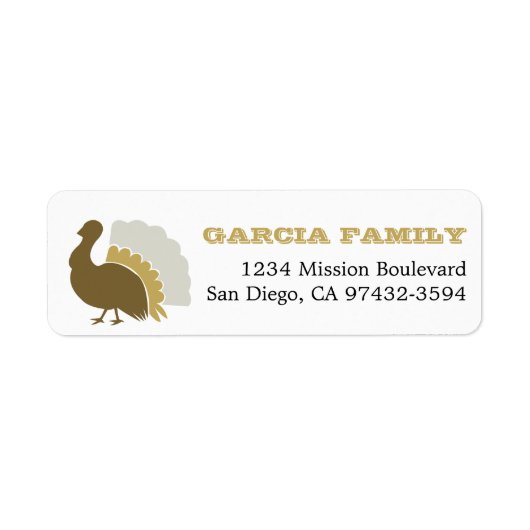Thanksgiving turkey brown retournering of mailing etiket (Voorkant)