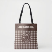 Thanksgiving Turkey Brown & Tan Plaid Name Tote Bag (Voorkant)