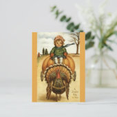Thanksgiving Turkey Cart Image Postcard Feestdagenkaart (Staand voorkant)