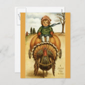 Thanksgiving Turkey Cart Image Postcard Feestdagenkaart (Voorkant / Achterkant)