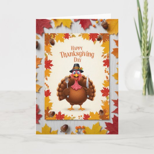 Thanksgiving Turkey Cheer — Festive Holiday Kaart (Voorkant)