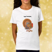 Thanksgiving Turkey Colourful Feathers in Leaves T-shirt