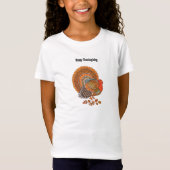 Thanksgiving Turkey Colourful Feathers in Leaves T-shirt (Voorkant)