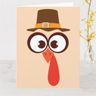 Thanksgiving Turkey Cute Funny Gekke Face Cartoon Kaart