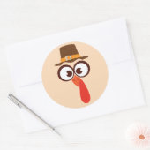 Thanksgiving Turkey Cute Funny Gekke Face Cartoon Ronde Sticker (Envelop)