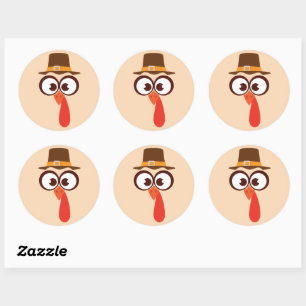 Thanksgiving Turkey Cute Funny Gekke Face Cartoon Ronde Sticker