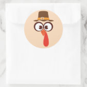 Thanksgiving Turkey Cute Funny Gekke Face Cartoon Ronde Sticker (Tas)