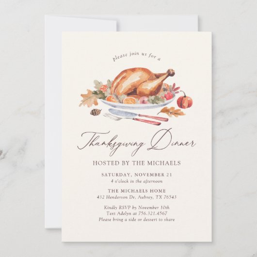 Thanksgiving Turkey Dinner Kaart (Voorkant)