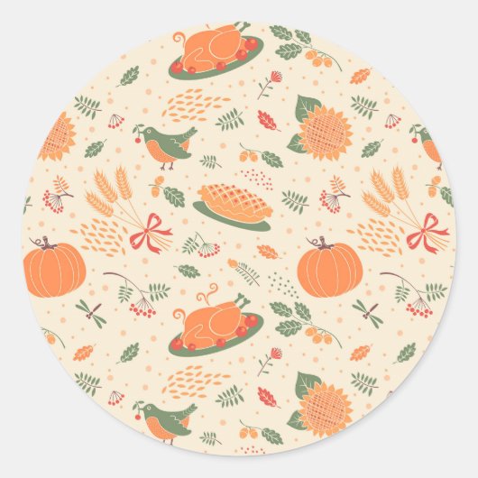 Thanksgiving Turkey Dinner Ronde Sticker (Voorkant)