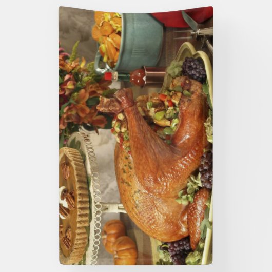 Thanksgiving turkey dinner spandoek (Verticaal)
