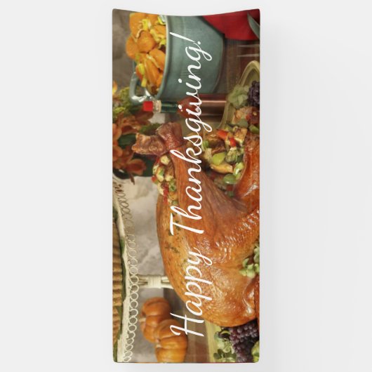 Thanksgiving turkey dinner spandoek (Verticaal)