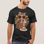 Thanksgiving Turkey Drinking Coffee Leopard   T-shirt (Voorkant)