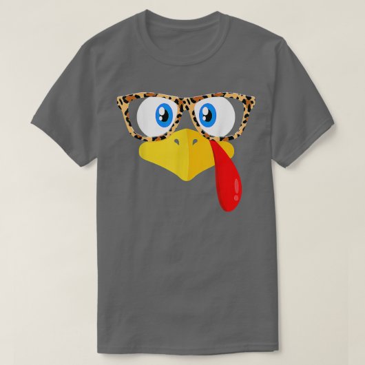 Thanksgiving Turkey Face Leopard Print Glasses Wom T-shirt (Design voorkant)