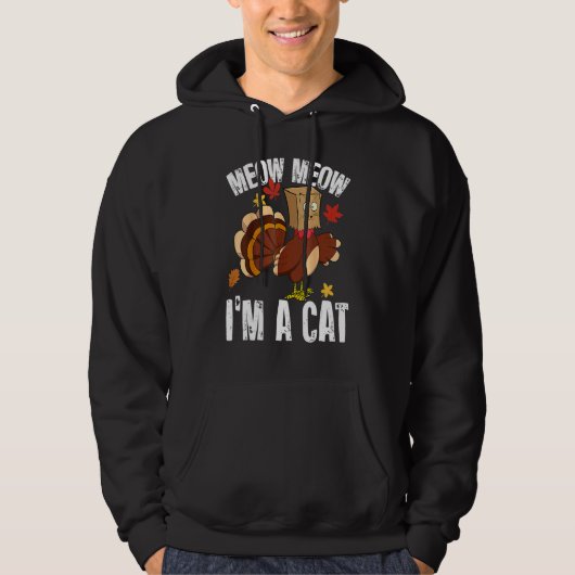 Thanksgiving Turkey Fake Cat for Men Women Hoodie (Voorkant)