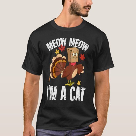 Thanksgiving Turkey Fake Cat for Men Women T-shirt (Voorkant)