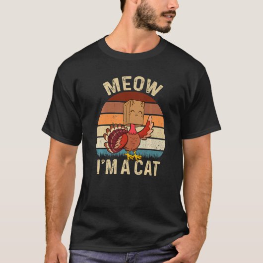 Thanksgiving Turkey Fake Cat Retro Vinage Cats T-shirt (Voorkant)