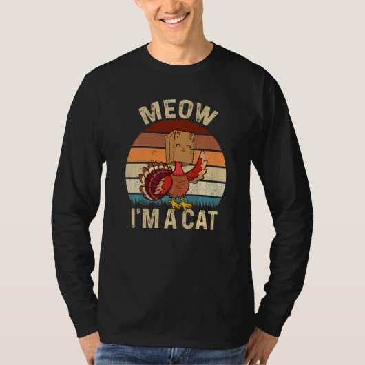 Thanksgiving  Turkey Fake Cat Retro Vinage Cats T-shirt (Voorkant)