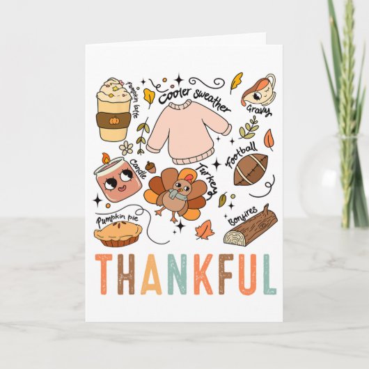 Thanksgiving Turkey Fall Thankful Graphic Familywo Kaart (Voorkant)