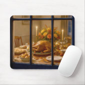 Thanksgiving Turkey Feast In Window Muismat (Met muis)